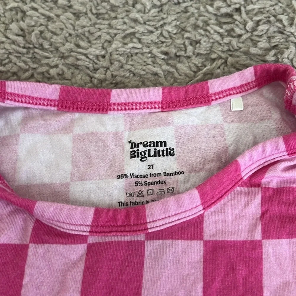 Dream Big Little Toddler Hot Pink Checkered Bamboo Flair Dress